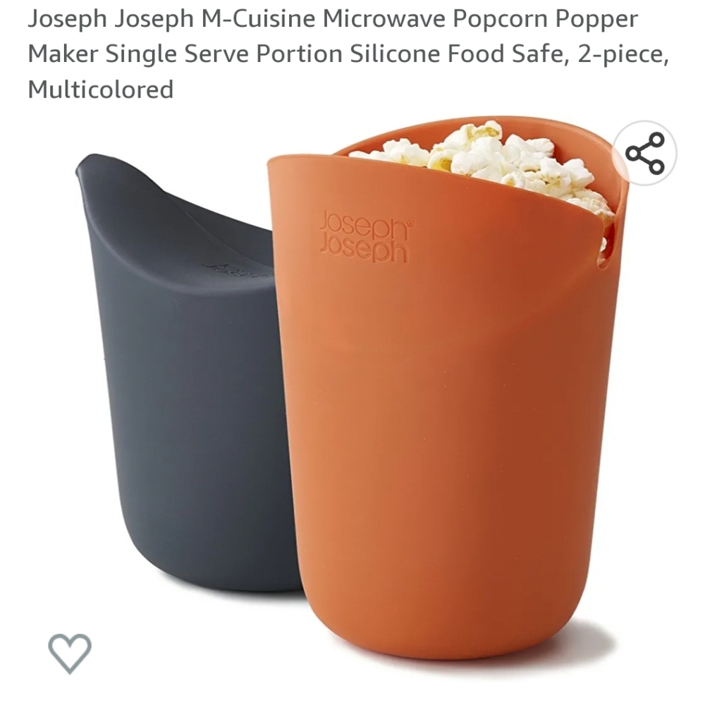 Joseph Joseph M-Cuisine Microwave Popcorn Popper Maker Single Serve Portion Sili